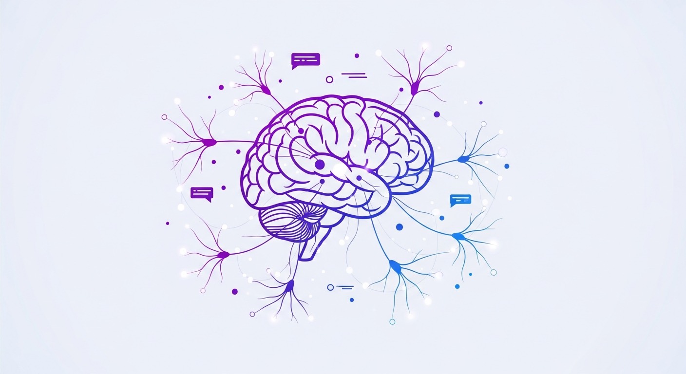 Illustration of neural pathways lighting up during speech and conversation